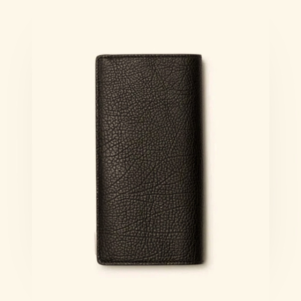 Vintage Burberry Continental Long Bifold Black Pebbled Leather Wallet Men Women